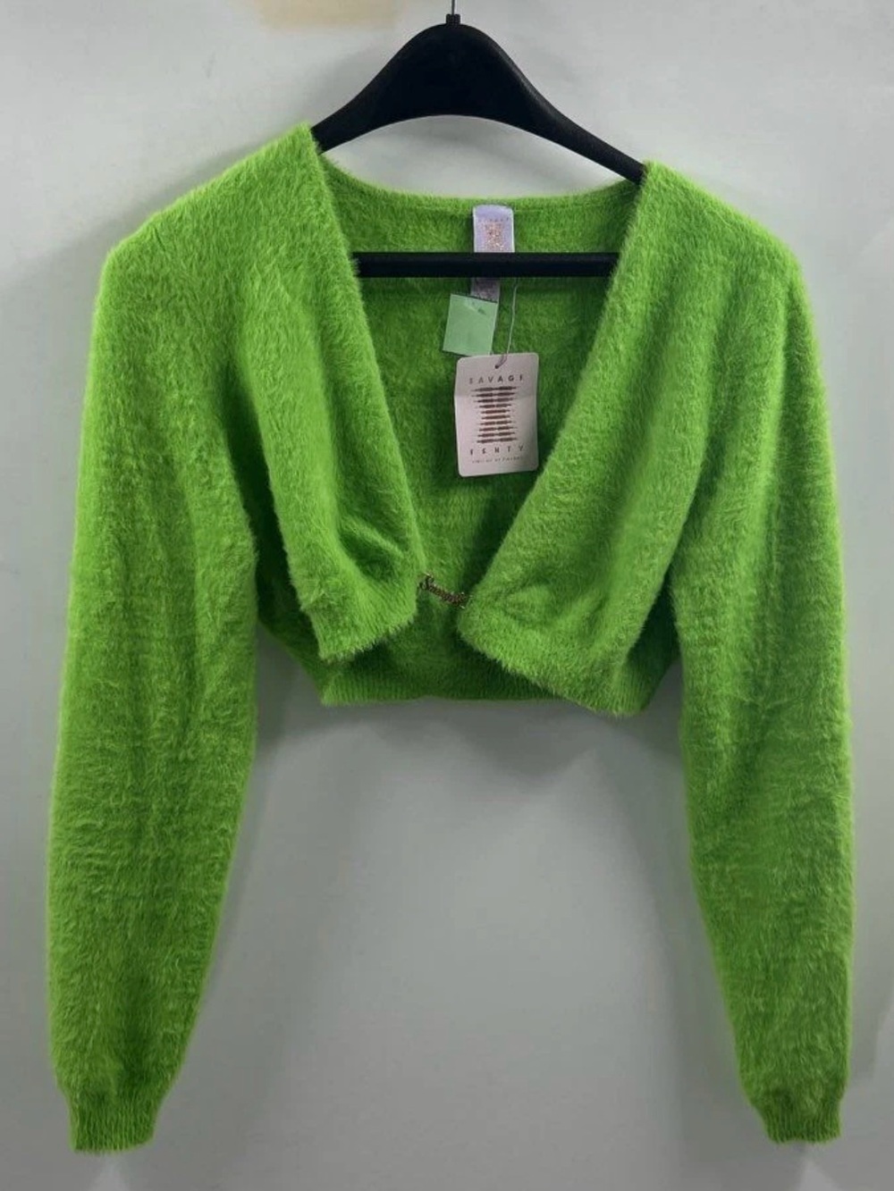 Savage X Fenty Fluff It Up Crop Top Neon Green Fuzz